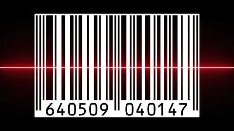 3D illustration - Reading a bar code with red beam Illustrazione stock