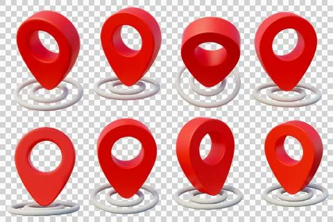 3d illustration realistic gps pointer or map pointer rotation pin navigator Stock Illustration