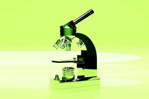 3d illustration realistic laboratory microscope no green background. 3d chemi 스톡 일러스트
