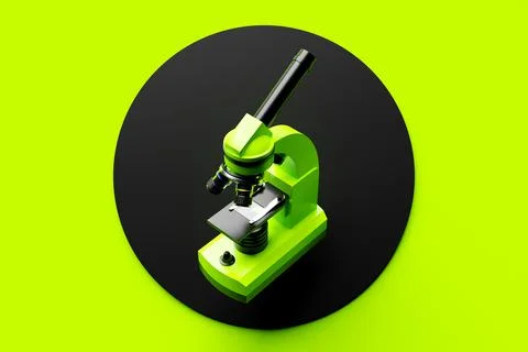 3d illustration realistic laboratory microscope no green background. 3d chemi Illustrazione stock