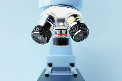 3d illustration realistic laboratory microscope no blue background. 3d chemis Stock Illustration