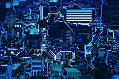 3d illustration of a realistic model of a robot or blue cyber armor. Close-up Stock Illustration