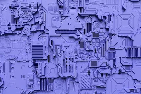3d illustration of a realistic model of a robot or  purple cyber armor. Close Stock Illustration
