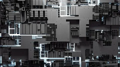 3d illustration of a realistic model of a robot or black cyber armor. Close-up Stock Illustration