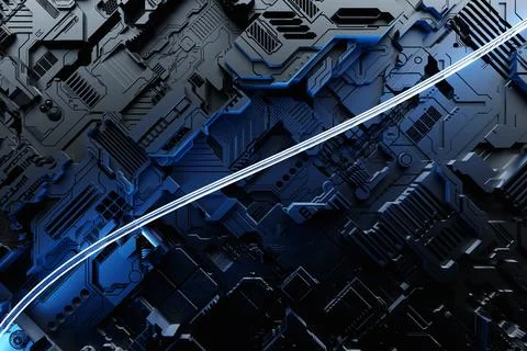 3d illustration of a realistic model of a robot or black cyber armor. Close-u Stock-Illustration