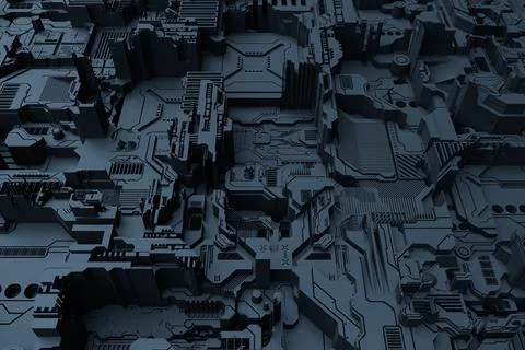 3d illustration of a realistic model of a robot or blue cyber armor. Close-up Stock Illustration