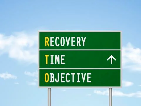 3d illustration recovery time objective road sign Stock Illustration