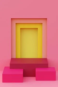 3D illustration of rectangular boxes forming a platform for product placement 스톡 일러스트