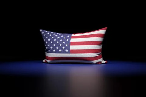 3d illustration of rectangular pillow depicting the national flag of USA. und 스톡 일러스트