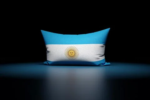 3d illustration of rectangular pillow depicting the national flag of Argentin 스톡 일러스트