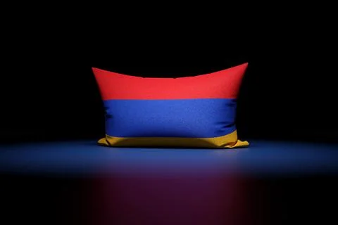 3d illustration of rectangular pillow depicting the national flag of Armenia  Stock Illustration