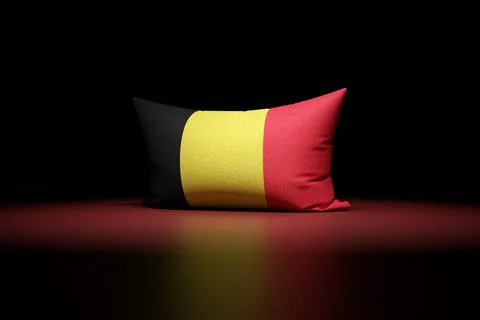 3d illustration of rectangular pillow depicting the national flag of Belgium  Stock Illustration
