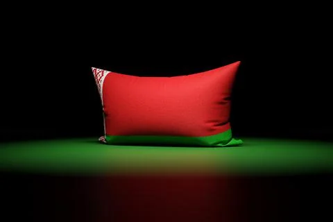 3d illustration of rectangular pillow depicting the national flag of Belarus  스톡 일러스트
