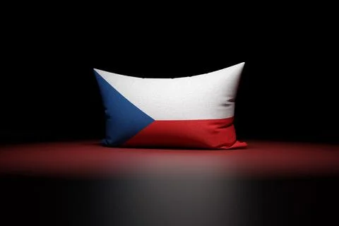 3d illustration of rectangular pillow depicting the national flag of Czech un Illustrazione stock