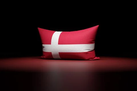 3d illustration of rectangular pillow depicting the national flag of Denmark  Stock Illustration