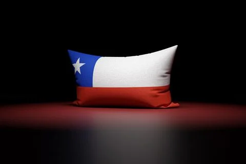 3d illustration of rectangular pillow depicting the national flag of Chile un Stock Illustration