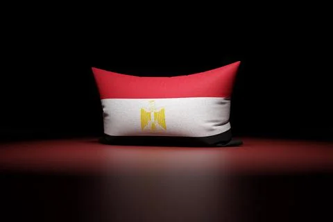 3d illustration of rectangular pillow depicting the national flag of Egypt un 스톡 일러스트