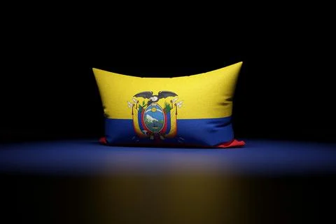 3d illustration of rectangular pillow depicting the national flag of Ecuador  Stock Illustration
