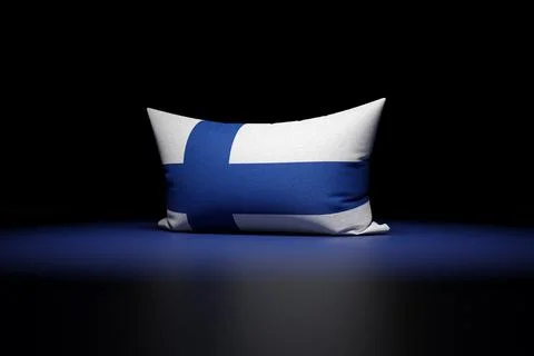 3d illustration of rectangular pillow depicting the national flag of Finland  Stock Illustration