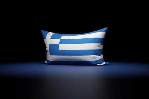 3d illustration of rectangular pillow depicting the national flag of Greece u 스톡 일러스트