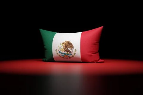 3d illustration of rectangular pillow depicting the national flag of Mexico u Stock Illustration