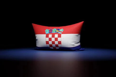 3d illustration of rectangular pillow depicting the national flag of Croatia  스톡 일러스트