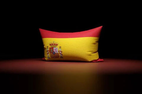 3d illustration of rectangular pillow depicting the national flag of Spain un Stock Illustration