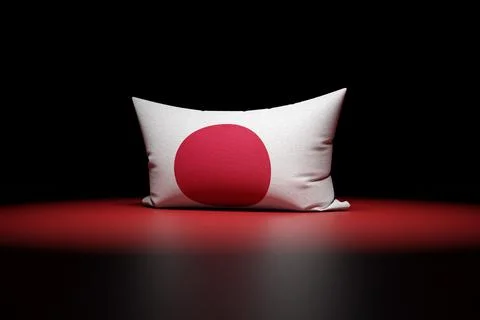 3d illustration of rectangular pillow depicting the national flag of Japan un Stock Illustration