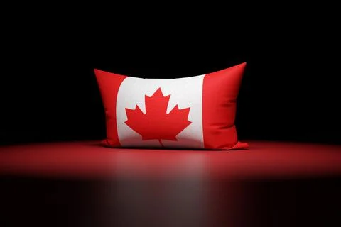 3d illustration of rectangular pillow depicting the national flag of Canada u 스톡 일러스트
