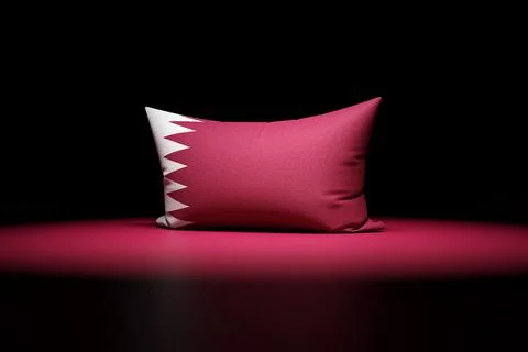 3d illustration of rectangular pillow depicting the national flag of Qatar un Stock Illustration
