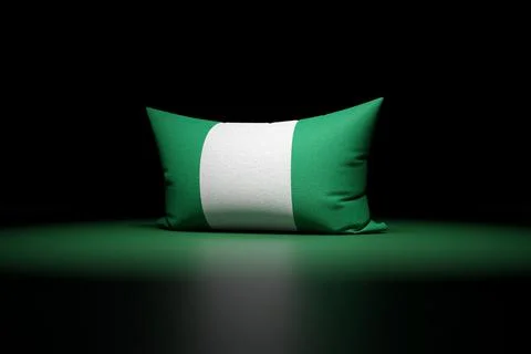 3d illustration of rectangular pillow depicting the national flag of Nigeria  Stock Illustration