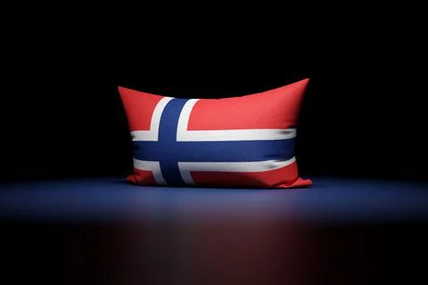 3d illustration of rectangular pillow depicting the national flag of Norway u 스톡 일러스트