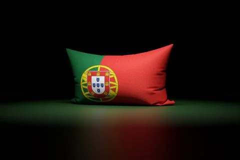 3d illustration of rectangular pillow depicting the national flag of Portugal Stock Illustration