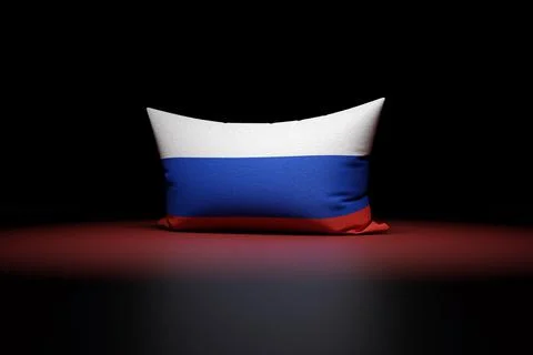 3d illustration of rectangular pillow depicting the national flag of Russia u Stock Illustration