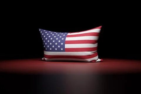 3d illustration of rectangular pillow depicting the national flag of USA unde Stock Illustration