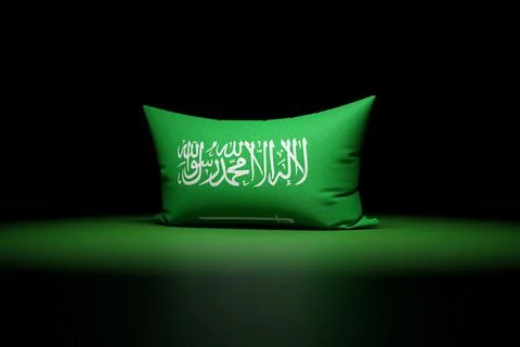 3d illustration of rectangular pillow depicting the national flag of Saudi Ar Stock Illustration