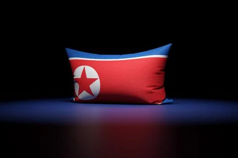 3d illustration of rectangular pillow depicting the national flag of North Ko Illustrazione stock