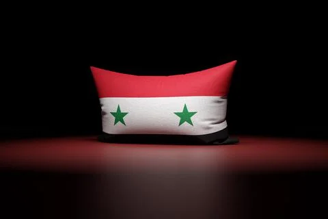 3d illustration of rectangular pillow depicting the national flag of Syria. u Stock Illustration