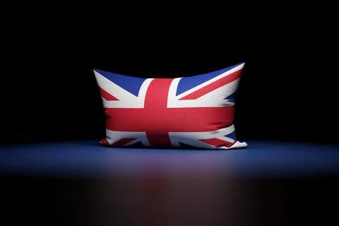 3d illustration of rectangular pillow depicting the national flag of United K 스톡 일러스트
