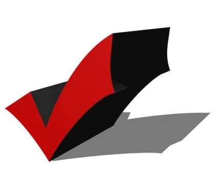 3D illustration Red affirmation check mark, tick symbol. Stock Illustration