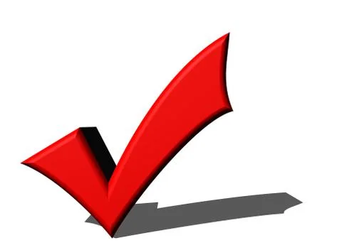 3D illustration Red affirmation check mark, tick symbol. Stock Illustration