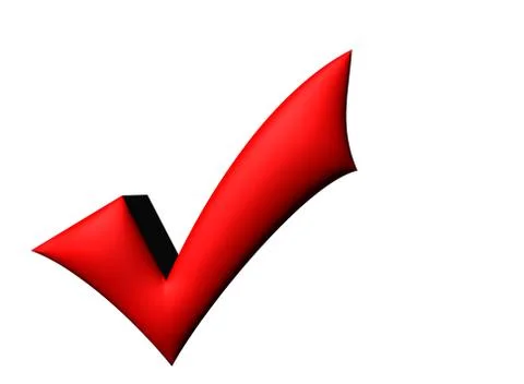 3D illustration Red affirmation check mark, tick symbol. Stock-Illustration