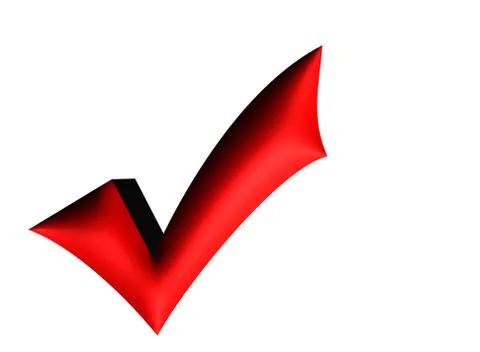 3D illustration Red affirmation check mark, tick symbol. Stock Illustration