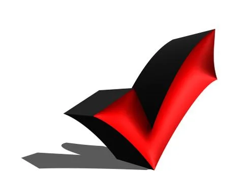 3D illustration Red affirmation check mark, tick symbol. Stock Illustration