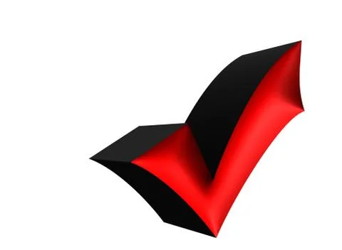 3D illustration Red affirmation check mark, tick symbol. Stock Illustration
