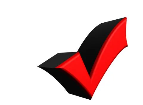 3D illustration Red affirmation check mark, tick symbol. Stock Illustration