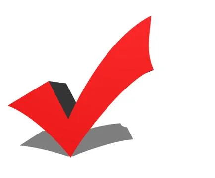 3D illustration Red affirmation check mark, tick symbol. Stock Illustration