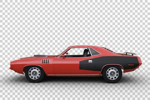 3D illustration of a red and black retro American sports car isolated on tran Stock Illustration