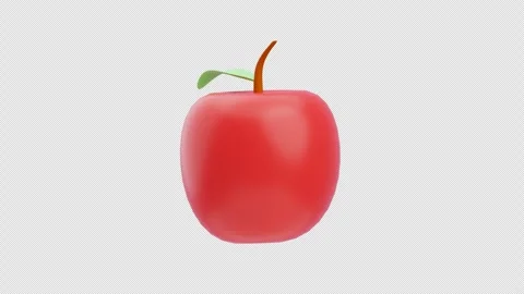 3d illustration of red apple with stem and leaf Stock Footage 331972903