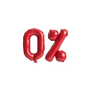 3d illustration red balloons shape 0% isolated on white background 스톡 일러스트
